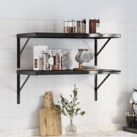 Wall shelves 2 units stainless steel black 75x40x3 cm by , Shelves and shelves - Ref: Foro24-30290, Price: 55,85 €, Discount: %