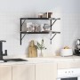 Wall shelves 2 units stainless steel black 75x40x3 cm by , Shelves and shelves - Ref: Foro24-30290, Price: 55,87 €, Discount: %