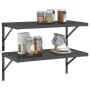 Wall shelves 2 units stainless steel black 75x40x3 cm by , Shelves and shelves - Ref: Foro24-30290, Price: 55,87 €, Discount: %