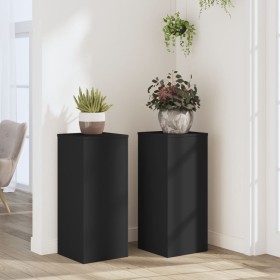 Plant stands 2 units engineered wood black 30x30x70 cm by , Pot stands - Ref: Foro24-852925, Price: 81,97 €, Discount: %