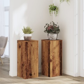 Plant stands 2 units aged oak wood 30x30x70 cm by , Pot stands - Ref: Foro24-852931, Price: 88,28 €, Discount: %