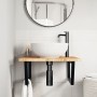 Wall-mounted steel and solid oak wood sink shelf by , bathroom vanities - Ref: Foro24-3302479, Price: 85,62 €, Discount: %