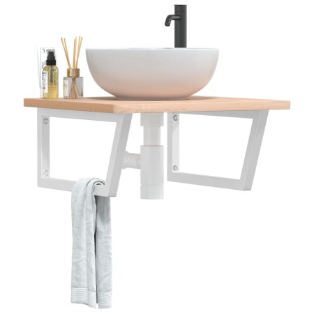 Estante de lavabo de pared de acero y madera maciza de haya de , Tocadores de baño - Ref: Foro24-3302502, Precio: 76,99 €, De...