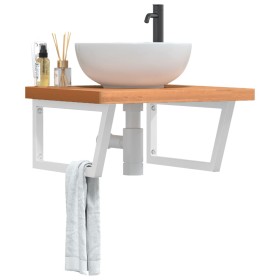 Wall-mounted sink shelf made of steel and solid beech wood by , bathroom vanities - Ref: Foro24-3302514, Price: 100,99 €, Dis...