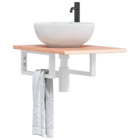 Estante de lavabo de pared de acero y madera maciza de roble de , Tocadores de baño - Ref: Foro24-3302556, Precio: 58,76 €, D...