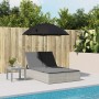 Double sun lounger with light gray synthetic rattan cushions and umbrella by , Loungers - Ref: Foro24-368086, Price: 309,70 €...