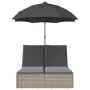 Double sun lounger with light gray synthetic rattan cushions and umbrella by , Loungers - Ref: Foro24-368086, Price: 309,70 €...