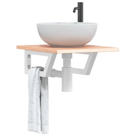 Wall-mounted steel and solid oak wood sink shelf by , bathroom vanities - Ref: Foro24-3302554, Price: 64,76 €, Discount: %