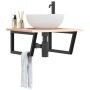 Wall-mounted steel and solid oak wood sink shelf by , bathroom vanities - Ref: Foro24-3302631, Price: 81,13 €, Discount: %