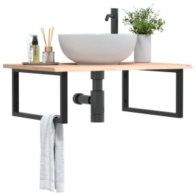 Wall-mounted steel and solid oak wood sink shelf by , bathroom vanities - Ref: Foro24-3302633, Price: 91,99 €, Discount: %