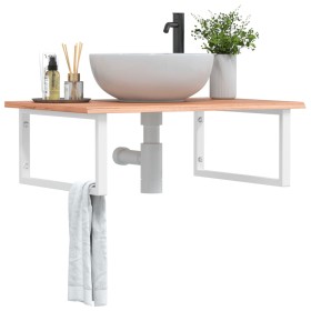 Wall-mounted steel and solid oak wood sink shelf by , bathroom vanities - Ref: Foro24-3302644, Price: 83,99 €, Discount: %