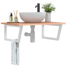 Wall-mounted steel and solid oak wood sink shelf by , bathroom vanities - Ref: Foro24-3302646, Price: 82,99 €, Discount: %