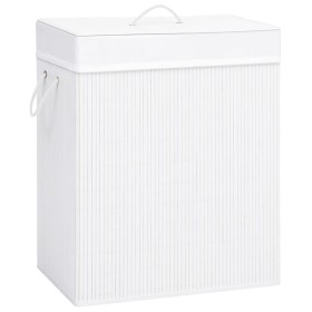 Cesta para la ropa sucia de bambú de una sección blanca 83 l de vidaXL, Cestas para ropa - Ref: Foro24-320752, Precio: 40,58 ...