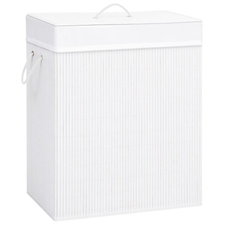 White Single Section Bamboo Laundry Basket 83 L by vidaXL, Laundry baskets - Ref: Foro24-320752, Price: 40,58 €, Discount: %