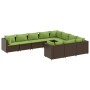 Garden sofa set 10 pieces and brown synthetic rattan cushions by , Garden sets - Ref: Foro24-3308334, Price: 742,32 €, Discou...