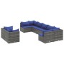 Garden sofa set with 9-piece synthetic rattan gray cushions by , Garden sets - Ref: Foro24-3308303, Price: 533,79 €, Discount: %