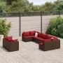 Gartensofagarnitur 9-teilig mit braunen Kissen aus synthetischem Rattan. von , Gartensets - Ref: Foro24-3308301, Preis: 534,3...