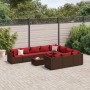 Gartensofa-Set, 11-teilig, mit braunen Kissen und synthetischem Rattan. von , Gartensets - Ref: Foro24-3308341, Preis: 651,46...