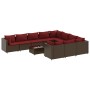 Gartensofa-Set, 11-teilig, mit braunen Kissen und synthetischem Rattan. von , Gartensets - Ref: Foro24-3308341, Preis: 651,46...