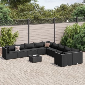 Garden sofa set 11 pieces and black synthetic rattan cushions by , Garden sets - Ref: Foro24-3308355, Price: 827,99 €, Discou...