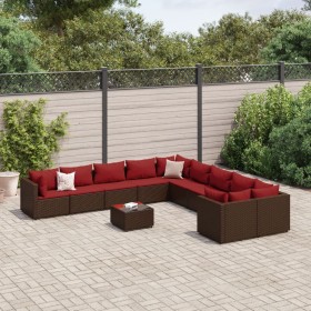 Gartensofa-Set, 11-teilig, mit braunen Kissen und synthetischem Rattan. von , Gartensets - Ref: Foro24-3308357, Preis: 651,46...