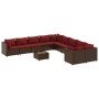 Gartensofa-Set, 11-teilig, mit braunen Kissen und synthetischem Rattan. von , Gartensets - Ref: Foro24-3308357, Preis: 651,46...