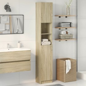 Armario baño madera contrachapada color roble 32x25,5x190 cm de , Muebles de baño - Ref: Foro24-849606, Precio: 70,29 €, Desc...