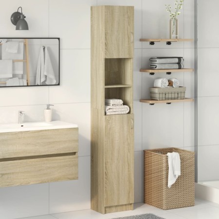 Plywood oak-colored bathroom cabinet 32x25.5x190 cm by , Bathroom furniture - Ref: Foro24-849606, Price: 63,95 €, Discount: %