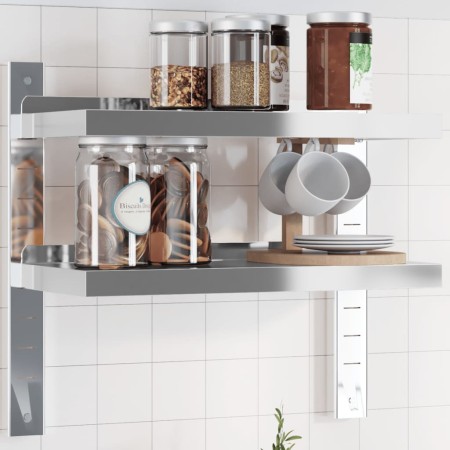 Stainless steel silver wall shelf 50x23.5x60 cm by , Shelves and shelves - Ref: Foro24-30317, Price: 39,71 €, Discount: %