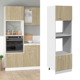 Mikrowellenschrank aus Sperrholz in Eichenfarbe, 60x57x207 cm. von , Küchenschränke - Ref: Foro24-849627, Preis: 151,99 €, Ra...