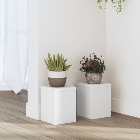 Soportes de plantas 2 uds madera ingeniería blanco 10x10x18 cm de , Soportes para macetas - Ref: Foro24-852888, Precio: 27,99...