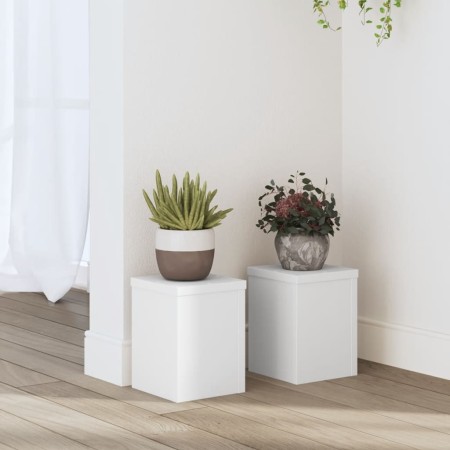 Soportes de plantas 2 uds madera ingeniería blanco 10x10x18 cm de , Soportes para macetas - Ref: Foro24-852888, Precio: 27,23...