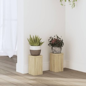 Soportes de plantas 2 uds madera roble Sonoma 10x10x18 cm de , Soportes para macetas - Ref: Foro24-852881, Precio: 21,99 €, D...