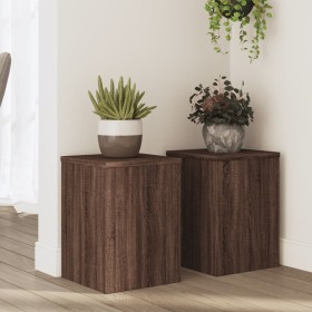 Soportes de plantas 2 uds madera marrón roble 25x25x35 cm de , Soportes para macetas - Ref: Foro24-852912, Precio: 44,99 €, D...