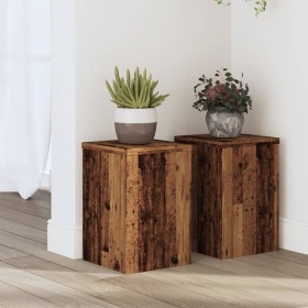 Plant stands 2 units aged oak wood 20x20x30 cm by , Pot stands - Ref: Foro24-852904, Price: 36,99 €, Discount: %