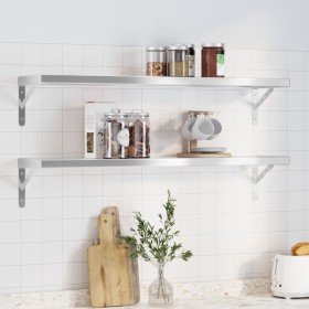 Wall shelves 2 units stainless steel silver 100x23.5 cm by , Shelves and shelves - Ref: Foro24-3214504, Price: 59,99 €, Disco...