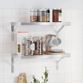 Wall shelves 2 units stainless steel silver 50x23.5 cm by , Shelves and shelves - Ref: Foro24-3214510, Price: 47,99 €, Discou...