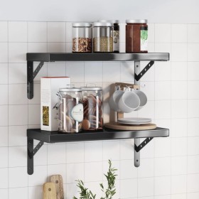 Wall shelves 2 units stainless steel black 50x23.5 cm by , Shelves and shelves - Ref: Foro24-3214519, Price: 43,08 €, Discoun...