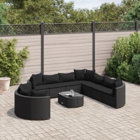 Set of garden sofas and cushions 10 pieces synthetic black rattan by , Garden sets - Ref: Foro24-3308411, Price: 668,51 €, Di...