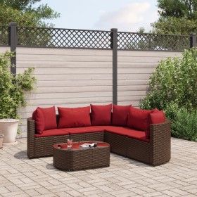 Set of 6 garden sofas and brown synthetic rattan cushions by , Garden sets - Ref: Foro24-3308397, Price: 366,06 €, Discount: %