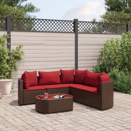 Set of 6 garden sofas and brown synthetic rattan cushions by , Garden sets - Ref: Foro24-3308397, Price: 365,76 €, Discount: %