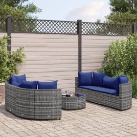 Gartensofagarnitur 7-teilig mit grauen Polstern aus synthetischem Rattan von , Gartensets - Ref: Foro24-3308439, Preis: 439,9...