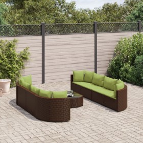 Gartensofagarnitur 9-teilig mit braunen Kissen aus synthetischem Rattan. von , Gartensets - Ref: Foro24-3308430, Preis: 742,9...