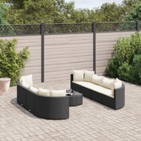 Gartensofagarnitur mit 9-teiligen Kissen aus schwarzem Kunststoff-Rattan von , Gartensets - Ref: Foro24-3308424, Preis: 623,9...