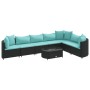 Gartensofa-Set und Kissen, 8-teilig, aus schwarzem Kunststoff-Rattan. von , Gartensets - Ref: Foro24-3308388, Preis: 560,92 €...