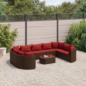 Garden sofa set 10 pieces and brown synthetic rattan cushions by , Garden sets - Ref: Foro24-3308405, Price: 665,57 €, Discou...