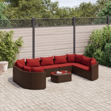 Gartensofa-Set, 10-teilig, mit braunen Kissen aus synthetischem Rattan. von , Gartensets - Ref: Foro24-3308405, Preis: 665,57...