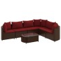 7-piece garden sofa set with brown PE rattan cushions by , Garden sets - Ref: Foro24-3308381, Price: 420,83 €, Discount: %