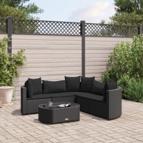 6-teiliges Gartensofa-Set und Kissen aus schwarzem Kunststoff-Rattan. von , Gartensets - Ref: Foro24-3308395, Preis: 386,82 €...