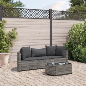 Garden sofa set 4 pieces with gray synthetic rattan cushions by , Garden sets - Ref: Foro24-3308362, Price: 239,99 €, Discoun...